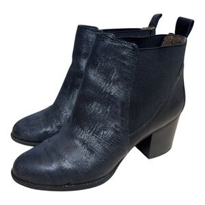 Sofft Welling Black Textured Leather Block Heel Ankle Booties Size 9.5